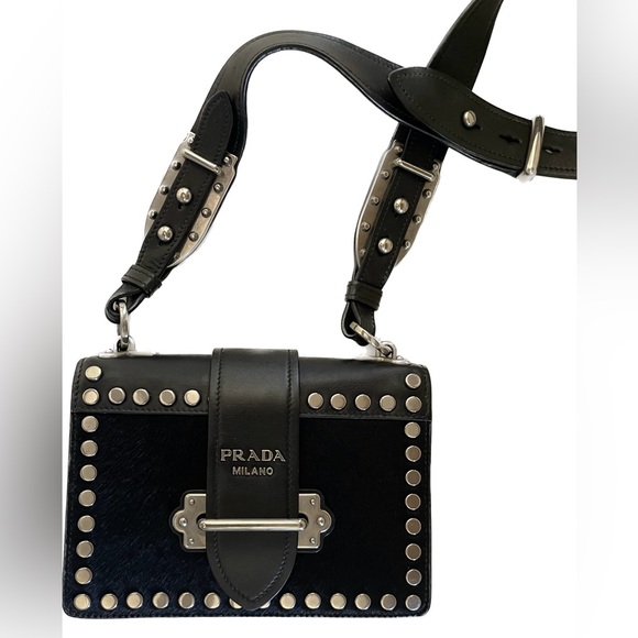 Prada cahier pony hair with silver studs - Picture 1 of 14